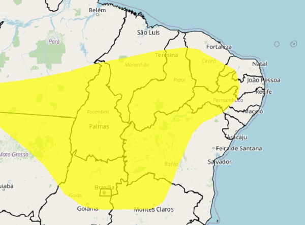 INMET PUBLICA AVISO DE BAIXA UMIDADE PARA 49 CIDADES DO RIO GRANDE DO NORTE