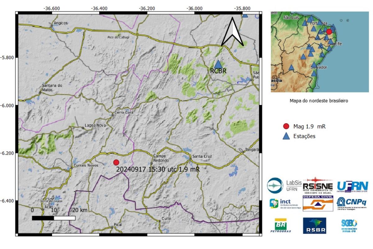 TREMOR DE TERRA DE MAGNITUDE 1.9 É REGISTRADO NA CIDADE DE CURRAIS NOVOS (RN)