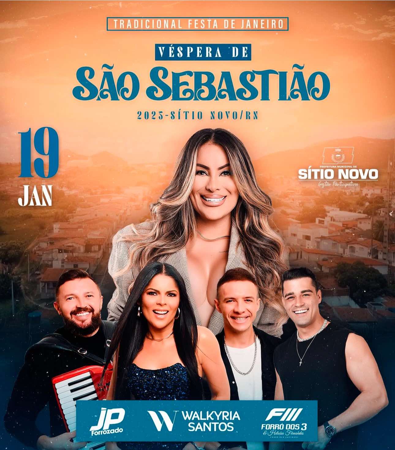 PREFEITURA DE SÍTIO NOVO DIVULGA TRADICIONAL FESTA DE SÃO SEBASTIÃO 2025 COM WALKYRIA SANTOS ENTRE AS ATRAÇÕES