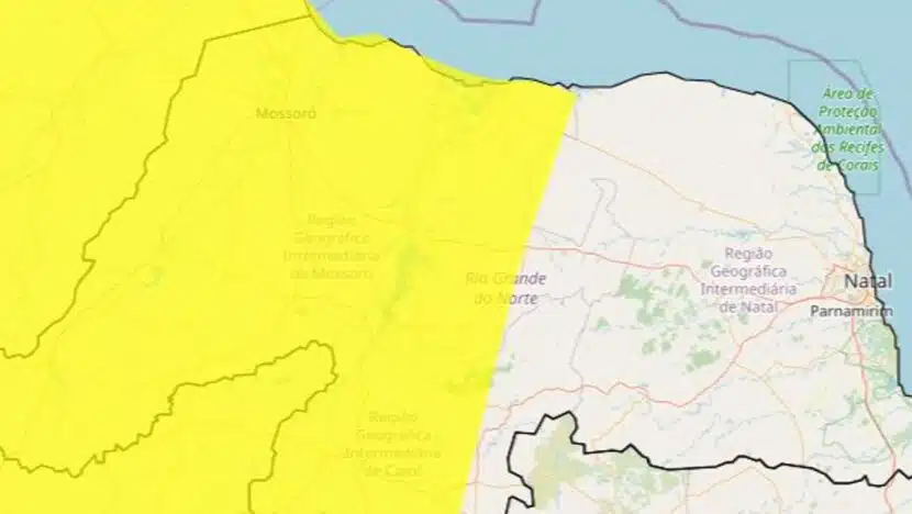 INMET EMITE ALERTA PARA CHUVAS INTENSAS EM 90 CIDADES DO RN