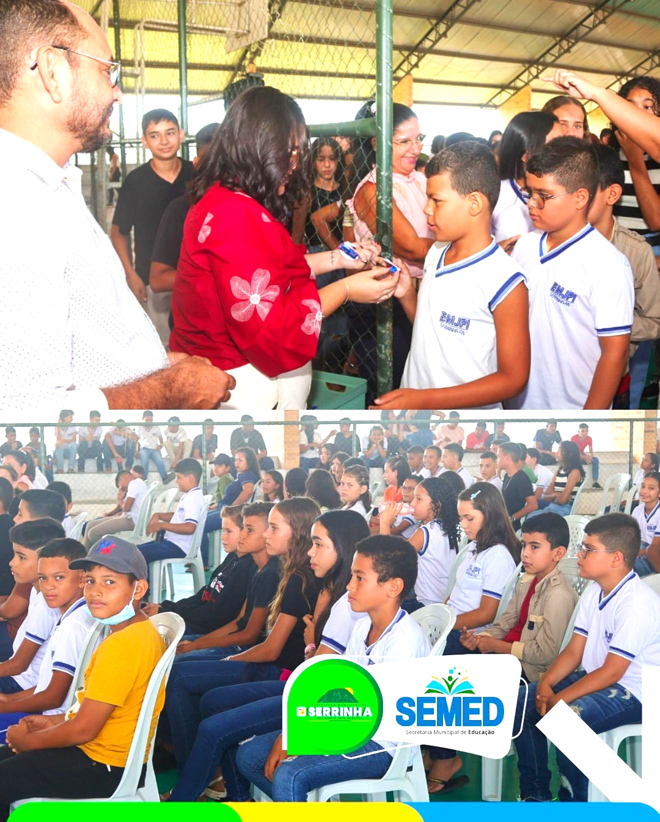 PREFEITA KAUANNY E SECRETÁRIO DE EDUCAÇÃO RECEPCIONAM ESTUDANTES NO INÍCIO DAS AULAS EM SERRINHA