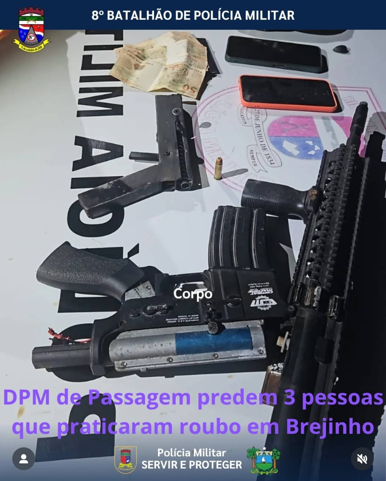 DPM DE PASSAGEM PRENDEM 3 PESSOAS QUE PRATICARAM ROUBO EM BREJINHO