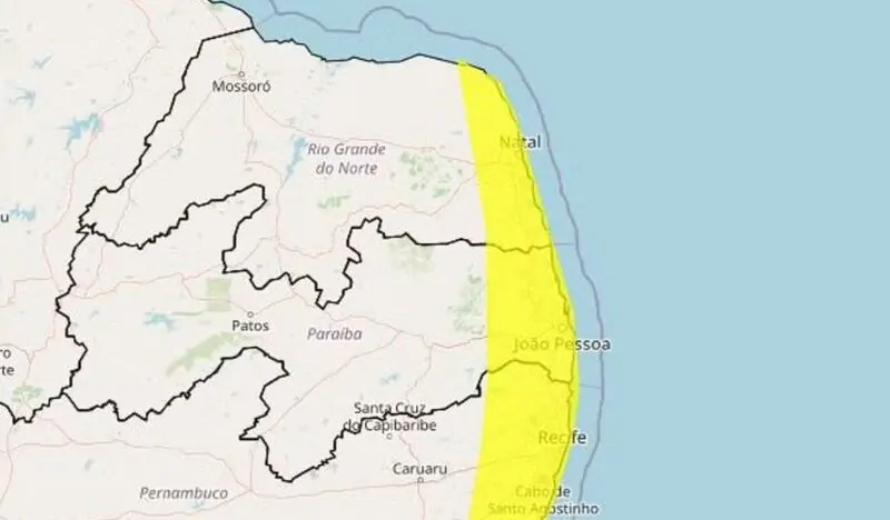 INMET RENOVA ALERTA DE CHUVAS PARA 37 CIDADES DO RN