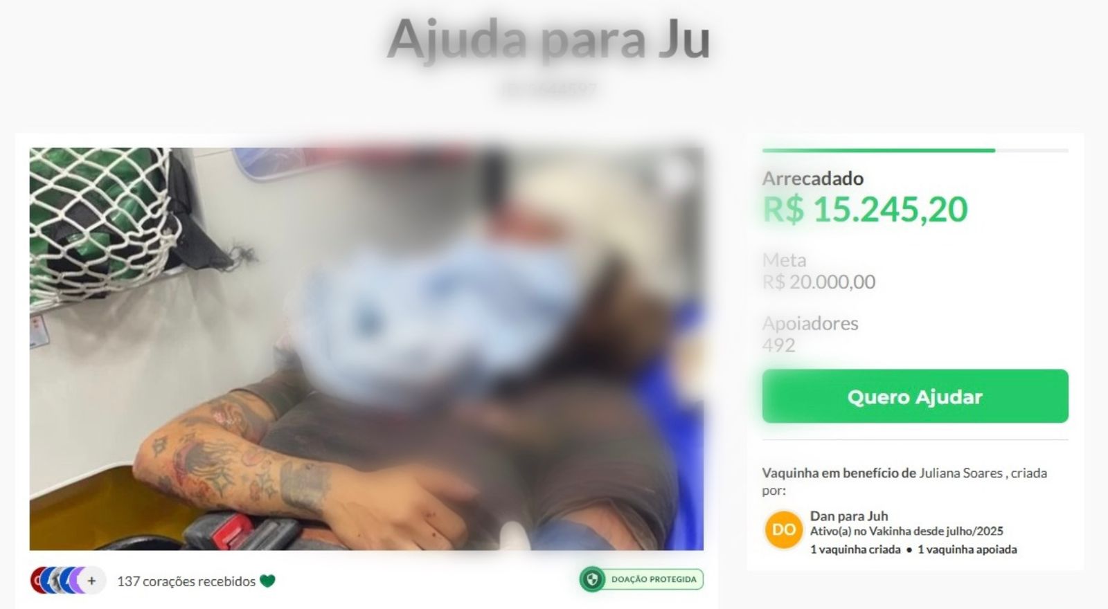 AMIGOS DE JOVEM ESPANCADA EM ELEVADOR FAZEM VAQUINHA E ARRECADAM MAIS DE R$ 15 MIL EM MENOS DE 24 HORAS