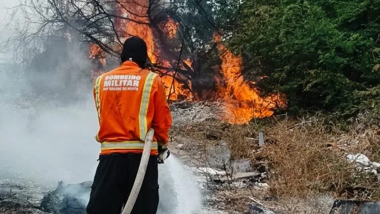 BOMBEIROS CONTROLAM INCÊNDIO FLORESTAL NO SERIDÓ APÓS DOIS DIAS DE COMBATE