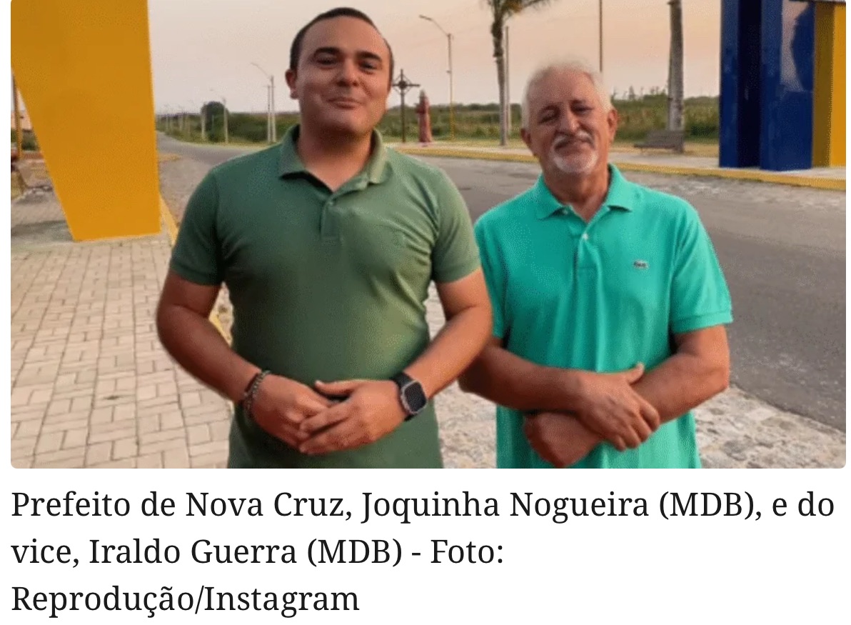 MP ELEITORAL PEDE CASSAÇÃO DOS MANDATOS DO PREFEITO E VICE DE NOVA CRUZ POR ABUSO DE PODER