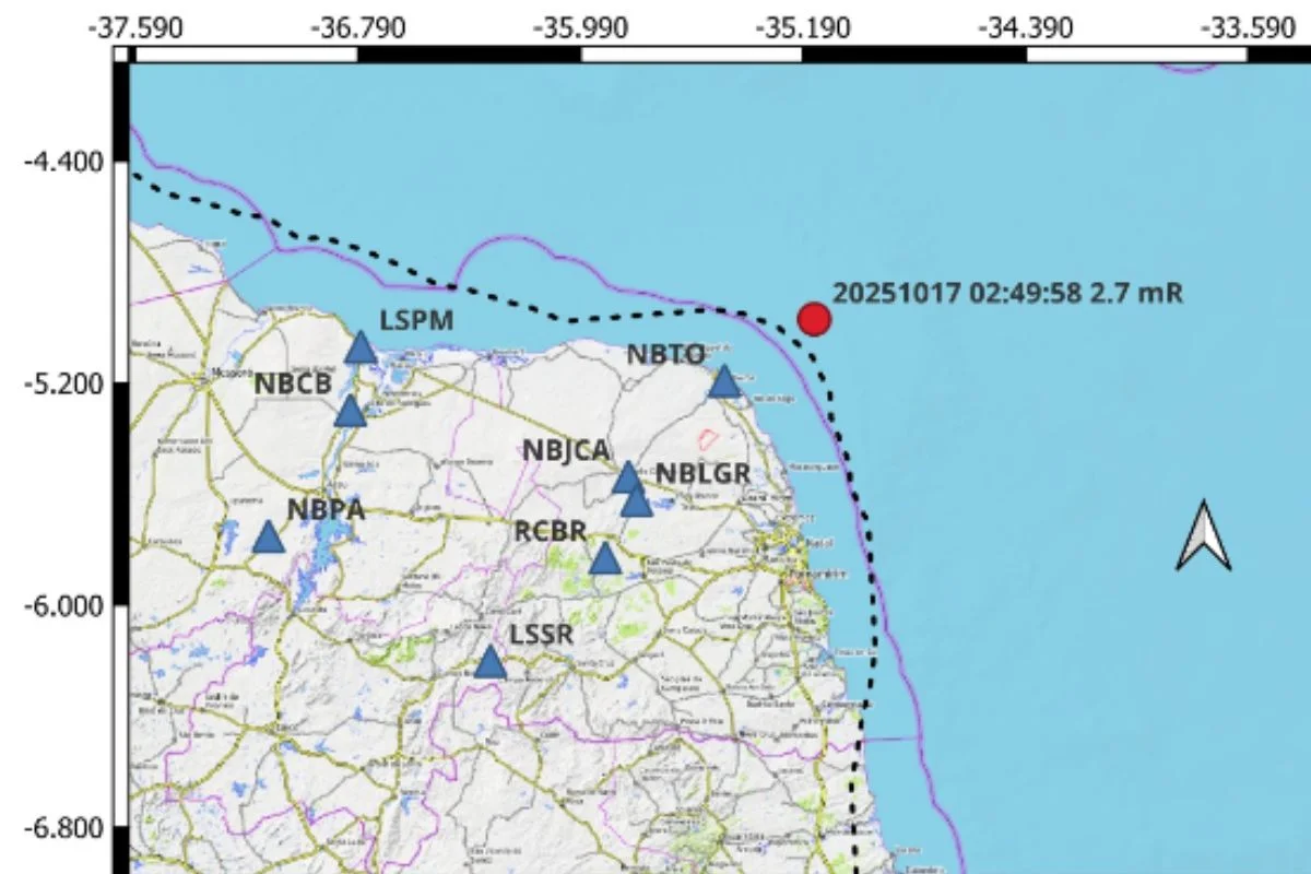 TREMOR DE TERRA É REGISTRADO NA COSTA DE TOUROS 9RN)