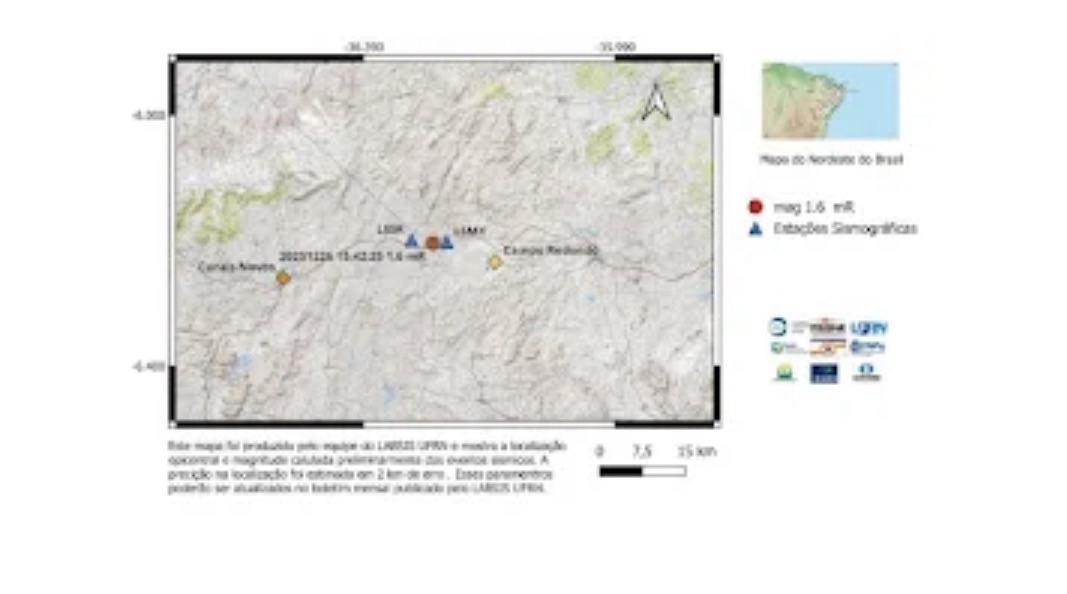TERRA VOLTOU TREMER NO MUNICÍPIO DE CURRAIS NOVOS, CONFORME REGISTRO DO LABSIS/UFRN