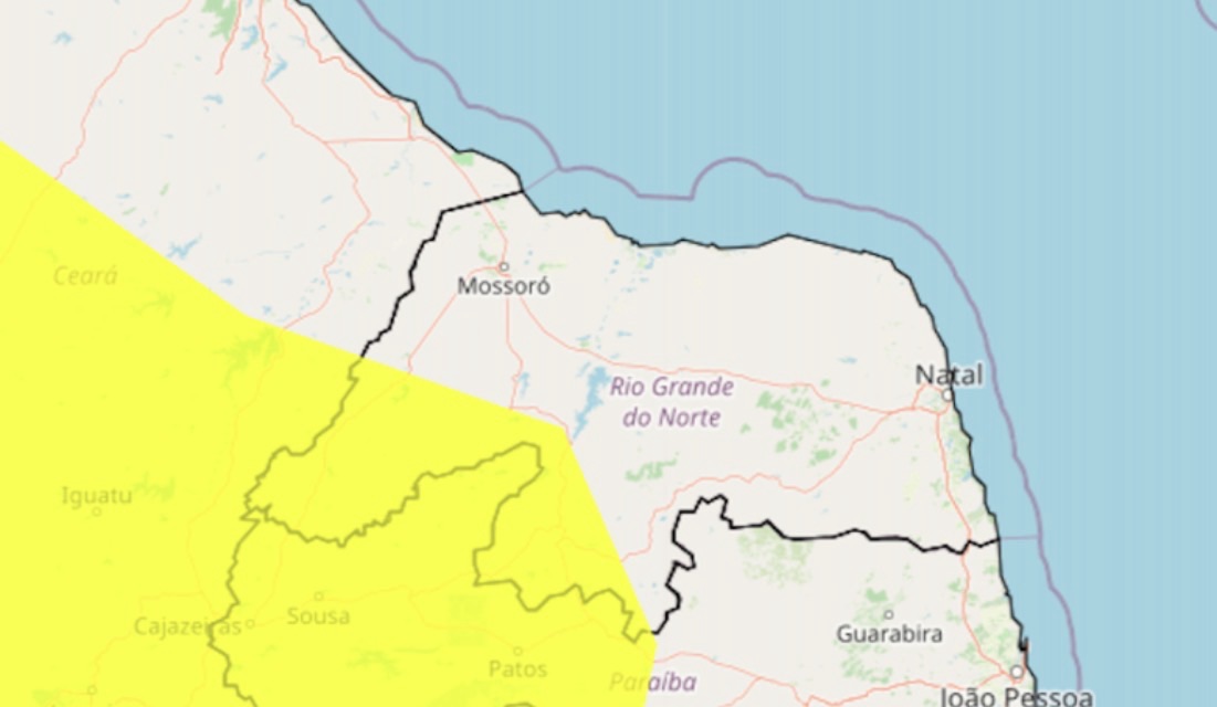 INMET EMITE ALERTA DE BAIXA UMIDADE PARA 58 MUNICÍPIOS DO RN; VEJA QUAIS