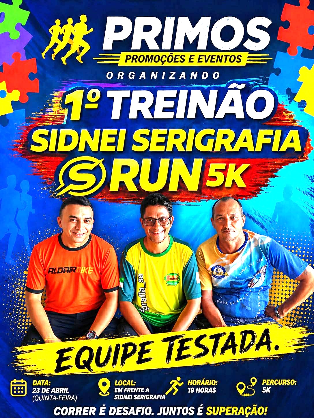 1º TREINÃO SYDNEY SERIGRAFIA RUN ALUSIVO AO AUTISMO ACONTECE HOJE