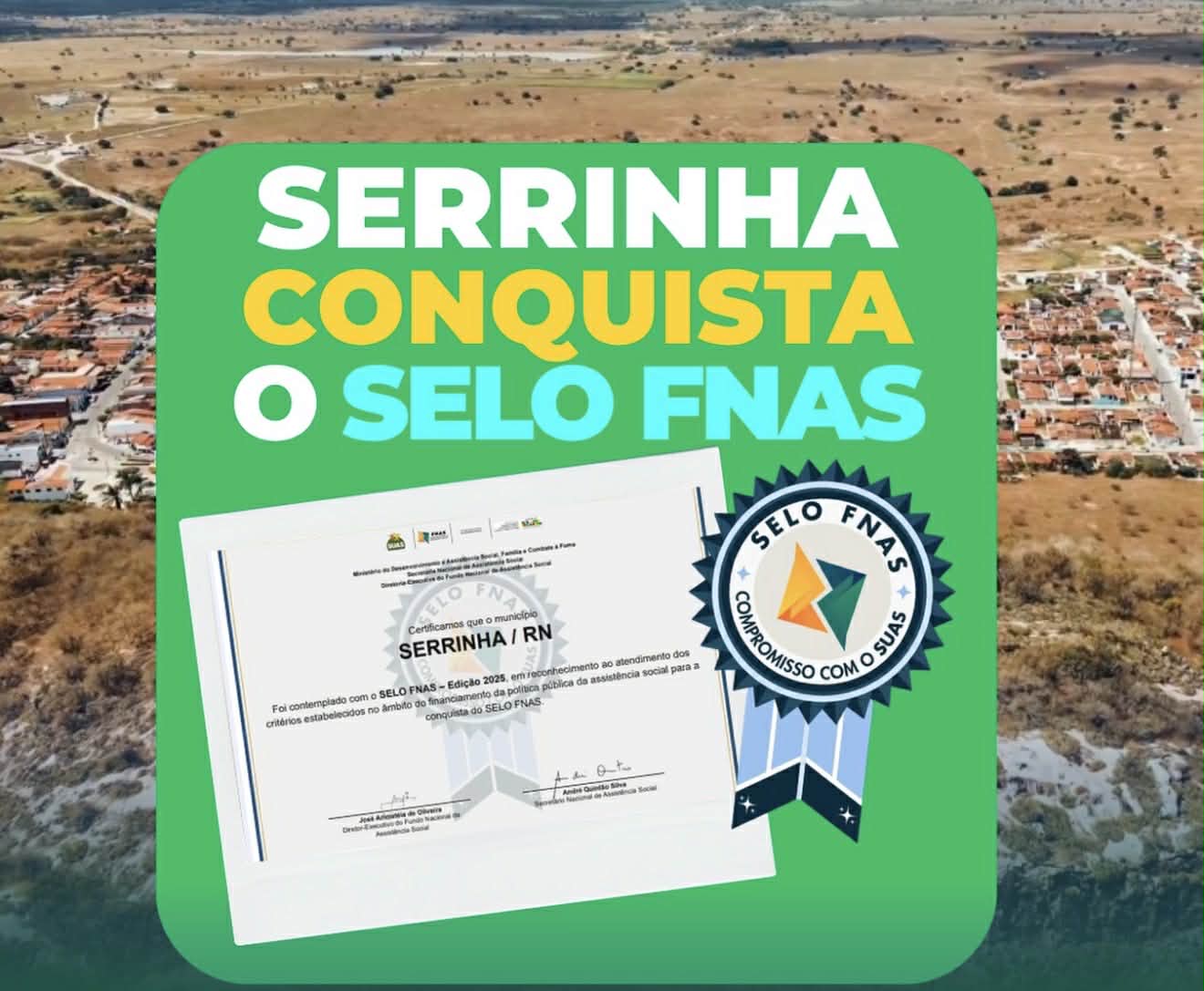 MUNICÍPIO DE SERRINHA CONQUISTA SELO FEDERAL DE BOA GESTÃO NOS RECURSOS DA ASSISTÊNCIA SOCIAL EM 2025