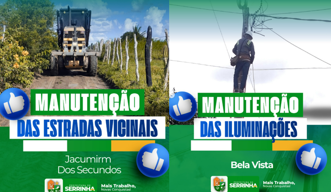 PREFEITURA DE SERRINHA SEGUE A MANUTENÇÃO NAS ESTRADAS VICINAIS E AVANÇA NOS REPAROS NA ILUMINAÇÃO PÚBLICA