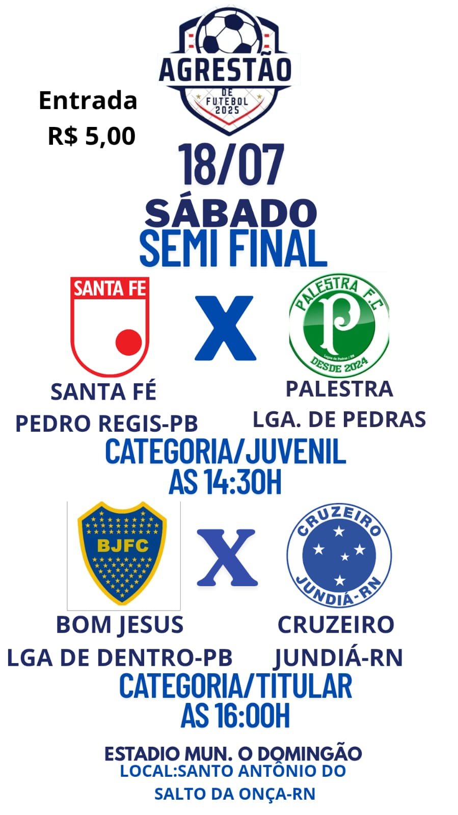 SEMIFINAL DO CAMPEONATO AGRESTÃO ACONTECE NESTE SÁBADO (18) EM SANTO ANTÔNIO-RN
