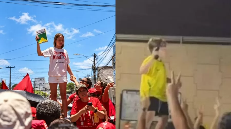 MENINA COM CONSTITUIÇÃO NA MÃO EM ATO DE LULA EM NATAL GERA COMPARAÇÃO COM VÍDEO DE GAROTO COM ARMA